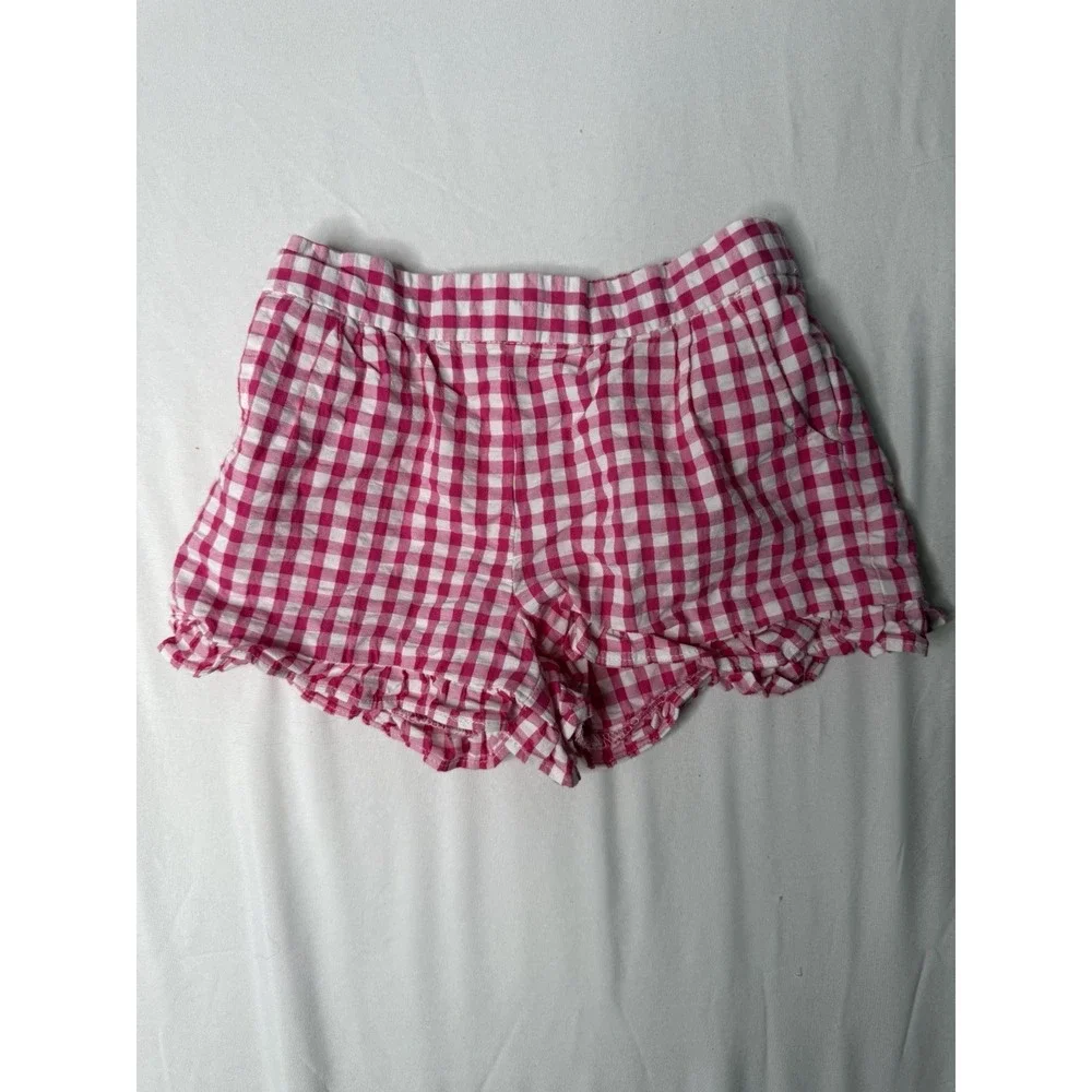 Janie and Jack Girls Pink Gingham Ruffle Shorts Size 3